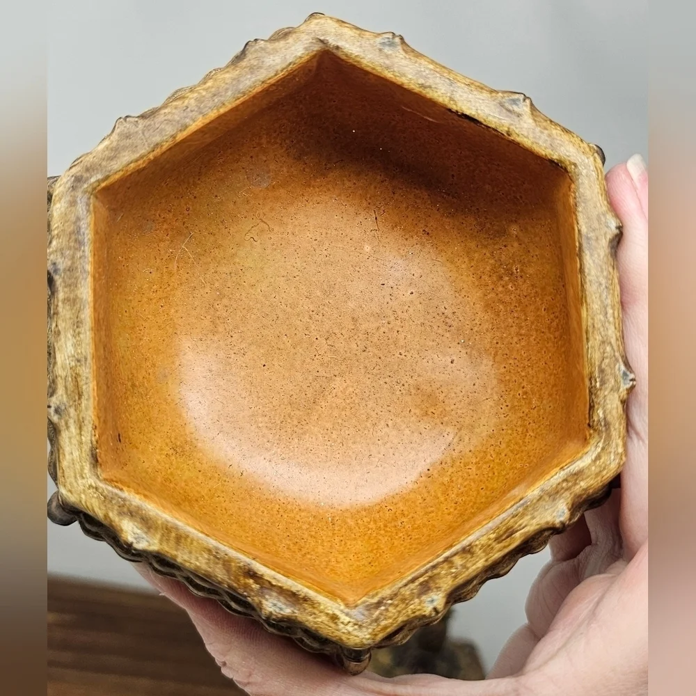 Unique Vintage Trinket Jewelry Box Chinese Style Woven Pineapple Lid Footed
